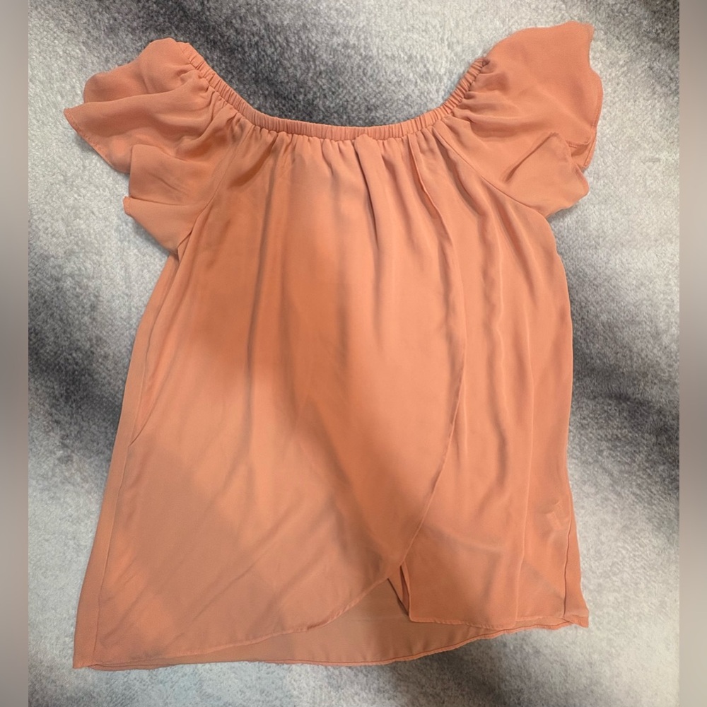 Forever 21 Women's Peach Off Shoulder‎ Ruffle Daintyn Blouse Top Medium M (A6)